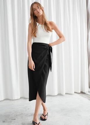 Спідниця юбка чорна міді спідниця на запах quzu