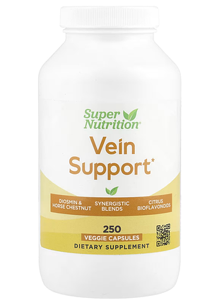 Super nutrition, добавка для поддержки вен с диосмином, рускусом колючим, лошадиным каштаном 250 кап