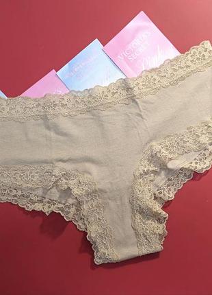 Трусики чики бежевые victoria's secret 🎀4 фото