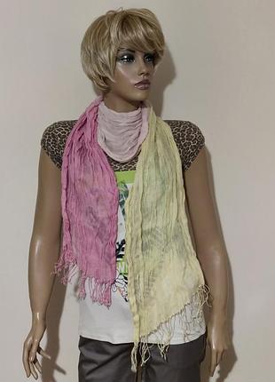 Льняной лен шарф жатка мультиколор /12258/