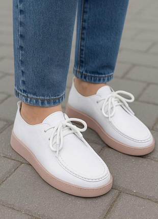 Мокасини сліпони кросівки нові білі натуральна шкіра розмір 36