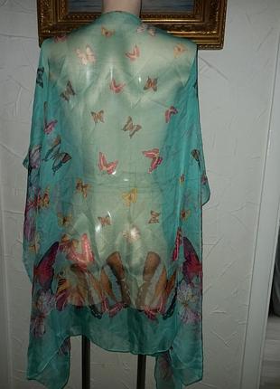 Парео пляжна накидка  з метеликами шовк