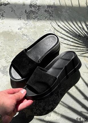 Шлепанці жіночі alex чорний, натуральна замша