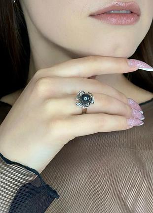 Серебряная кольца с натуральным гематитом (красная) - стиль, глубина в одном аксессуаре