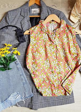 Яркая рубашка женская в цветочный принт футболка женская