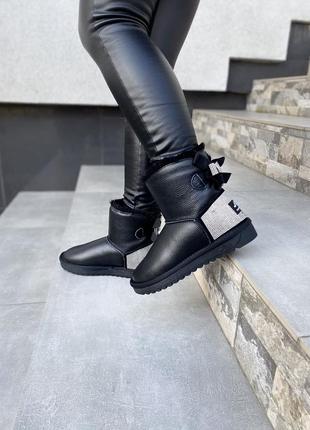 Угги женские ouqidageni al8072-1 чёрные (зима кожа натуральная)