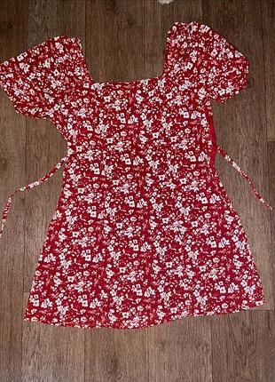 Літнє червоне плаття в квіти від sinsay