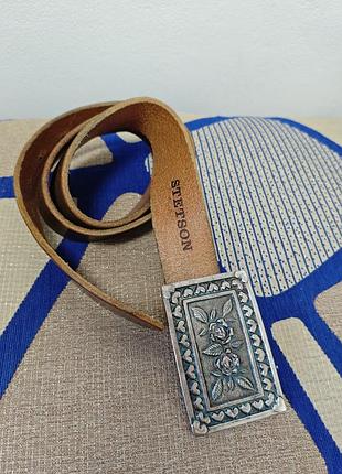 Stetson винтажный женский ковбойский кожаный коричневый ремень пояс ковбойки массивная пряжка