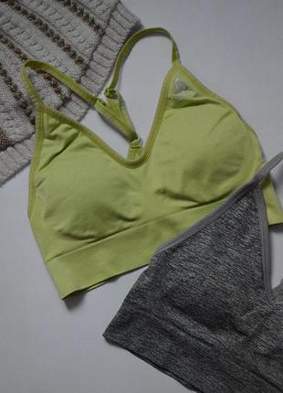 Спортивные топы с чашками odlo салатовый и серый