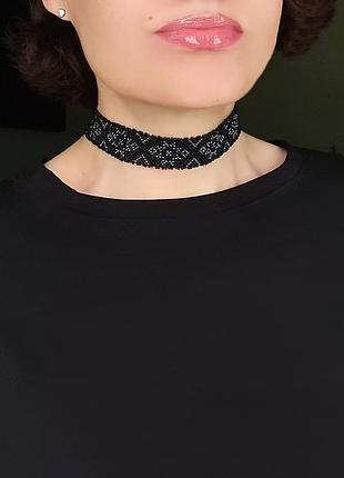 Чокер гердан чорний «total black». подарунок жінці