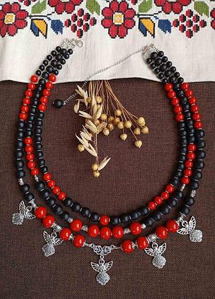 Намисто з коралу та агату" під крилом ангела"