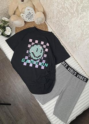 Набор футболка оверсай и велосипедки next ri на 9-10 лет