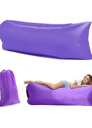 Ламзак надувний матрац для відпочинку air cushion 180х70 фіолетовий