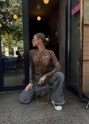 Боди сеточка анималистический принт животный лео