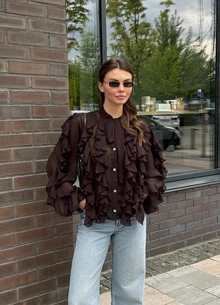 Шифоновая блуза с рюшами