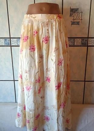 Віскозна довга спідниця у квітковий принт