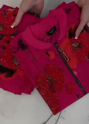 Шикарные стильные костюмы принт маки, турция люкс качество,батал, стразы сваровски.