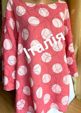 100% лен. блуза разлетайка цельнокроеный рукав, l-xl.цвет -теракот/ италия/.