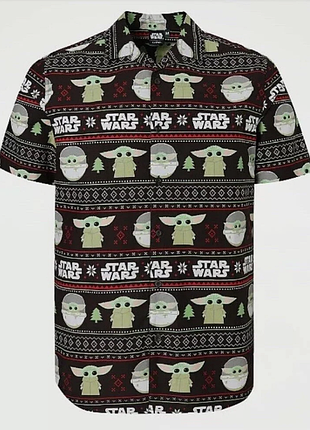 Стильная мужская принтованная рубашка поло george star wars baby yoda shirt, англия размер l
