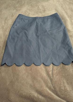 Юбка мини, эко-кожа, голубая, размер l.
