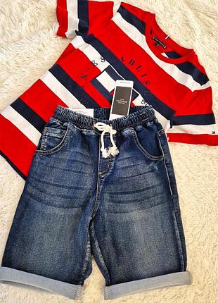 Джинсовые шорты бермуды подлетка мальчику&gt;chicoree\р.140-146