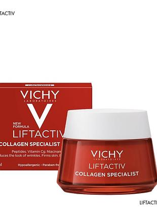 Антивіковий крем для корекції ознак старіння шкіри обличчя
vichy liftactiv collagen specialist night