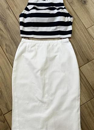 Ефектний літній костюм.топ stradivarius,спідниця пошита на замовлення (100% cotton).