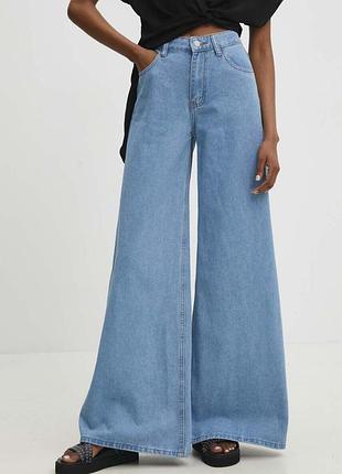 Джинсы wide leg широкие палаццо высокая посадка р.40 m, l 100% хлопок турция trendyol