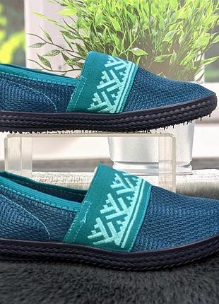 Мокасины женские paolla бирюзовые текстильные сетка 4899