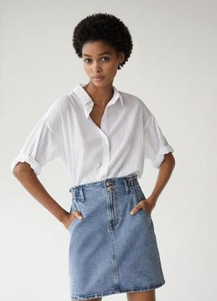 Юбка жіноча джинсова котонова з карманами mango синьо голуба