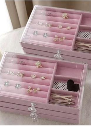 Органайзер шкатулка бархатна для прикрас