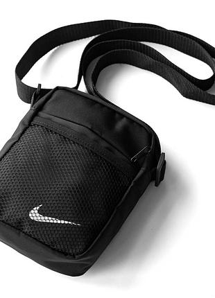 Сумка барсетка через плече чорна тканинна nike месенджер спортивний