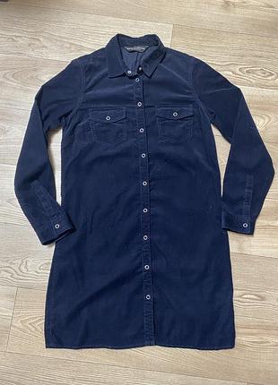 Платье-рубашка женское вельветовое синее