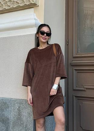 Туніка жіноча базова велюрова оверсайз