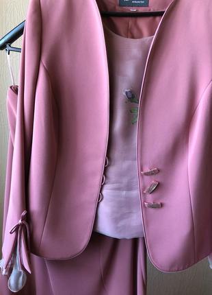 Женский нарядный костюм тройка юбка жакет пиджак топ2 фото