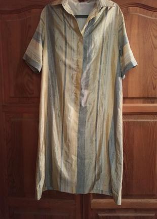 Платье шёлк ацетат полоска индия натуральное рубашка
