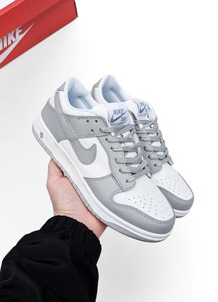Кросівки nike  dunk low retro білі з сірим