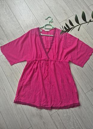 Женская яркая котоновая туника бренда marks & spencer