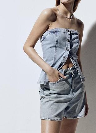 Стильний джинсовий корсетний топ