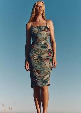 Сукня футляр облягаючими святкова на бретельках зара у квітковий принт
