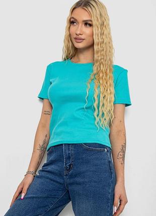 Футболка жіноча в рубчик, колір бірюзовий, 238r123-1