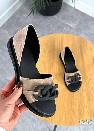 Балетки-босоножки sense натуральная замша