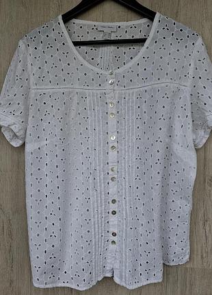 Блузка peter hahn прошва с  короткими рукавами