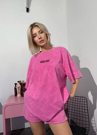 Женская футболка оверсайз из хлопка летняя тай-дай 0428