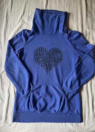 Жіноча флісова синя кофта з принтом