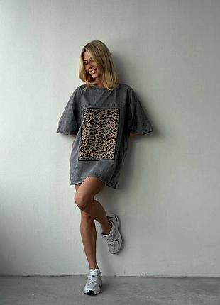 Жіноча футболка оверсайз в мілку дірочку з бавовни літня тай-дай 0431