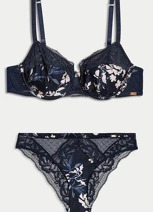 Комплект женский кружево + шовк бюстгальтер и трусики от marks & spencer.