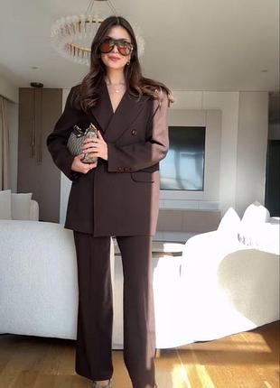 Діловий жіночий костюм класичний комплект піджак і брюки палаццо вільного крою
