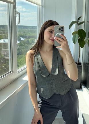 Сірий комтюмний жилет 1+1=3