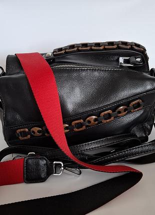 Кожаная сумочка-саквояж